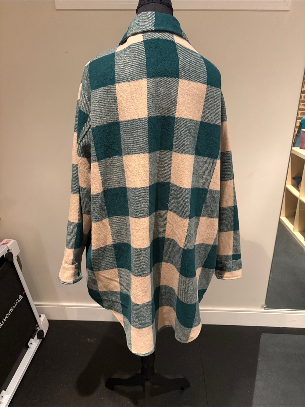 Design Lab Lord & Taylor Green & Cream Plaid Button-Front Coat - Picture 3 of 8